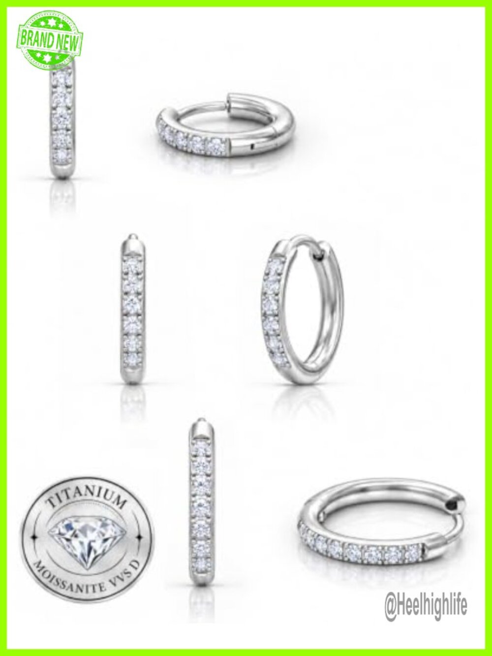 ASTM F136 Titanium Moissanite Hoop Earrings Huggie D Color VVS1